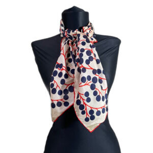 Vintage Christian Paris 100% Silk Scarf flaws *** Artsy Abstract blueberries TLC